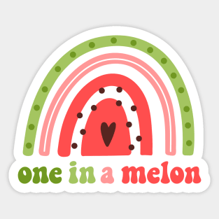 Watermelon rainbow. Pun phrase: One in a Melon Sticker